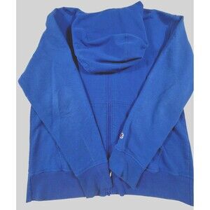 Champion Hoodie Blue Mens Large Full Zip Sweatshirt Logo Pocket